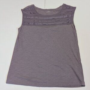 Ann Taylor Loft sleeveless purple ruffle top detail blouse, size S